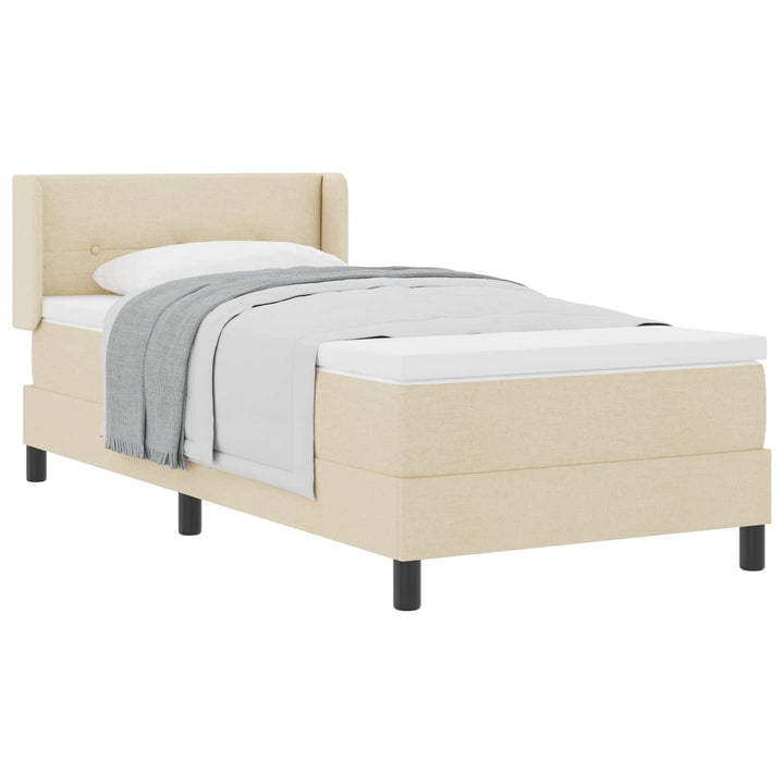 Box spring seng med pude med hovedgærde Creme 200 x 90 cm Stof