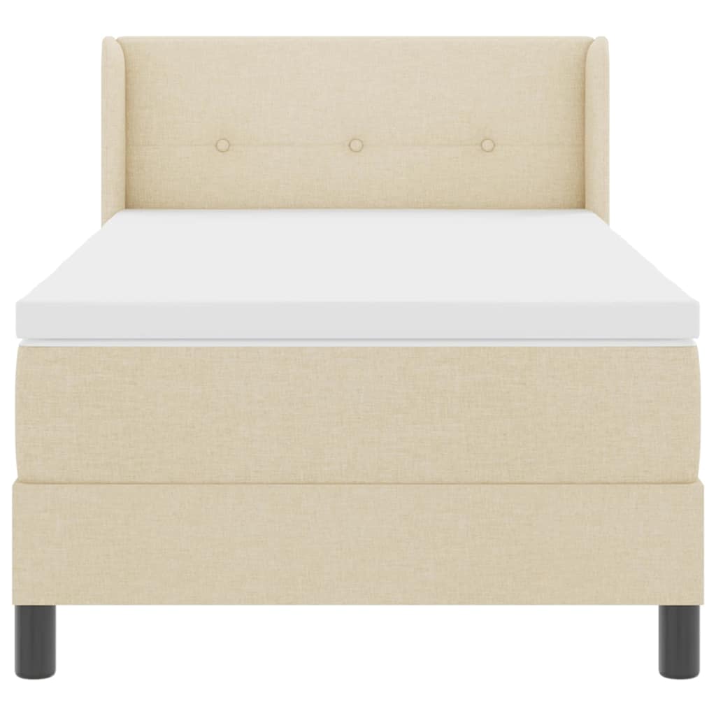 Box spring seng med pude med hovedgærde Creme 200 x 90 cm Stof