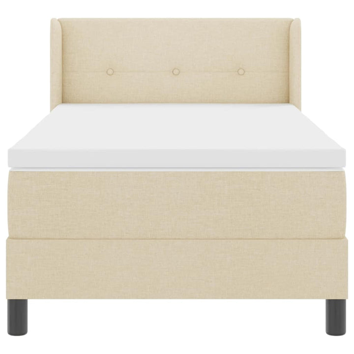 Box spring seng med pude med hovedgærde Creme 200 x 90 cm Stof