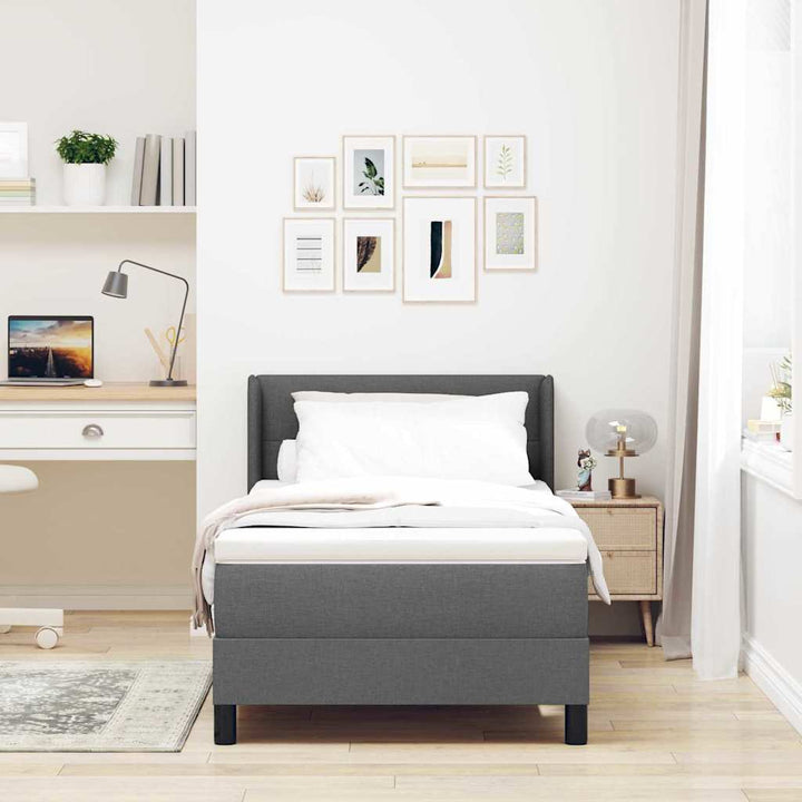 Box spring seng med hovedgærde Mørkegrå 200 x 100 cm Stof