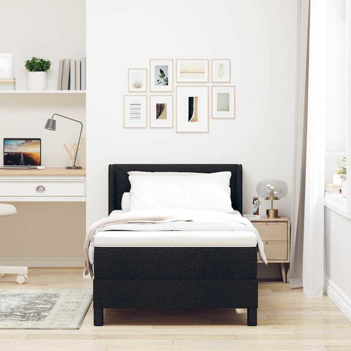 Box spring seng med hovedgærde Sort 200 x 100 cm Stof