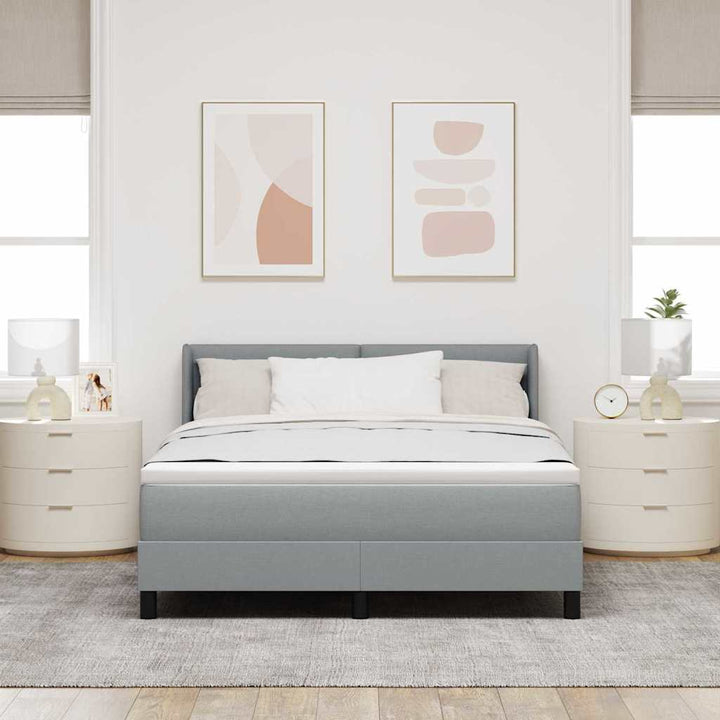 Box spring seng med hovedgærde Lysegrå 190 x 140 cm Stof