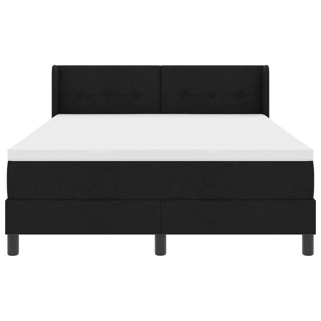 Box spring seng med hovedgærde Sort 190 x 140 cm Stof