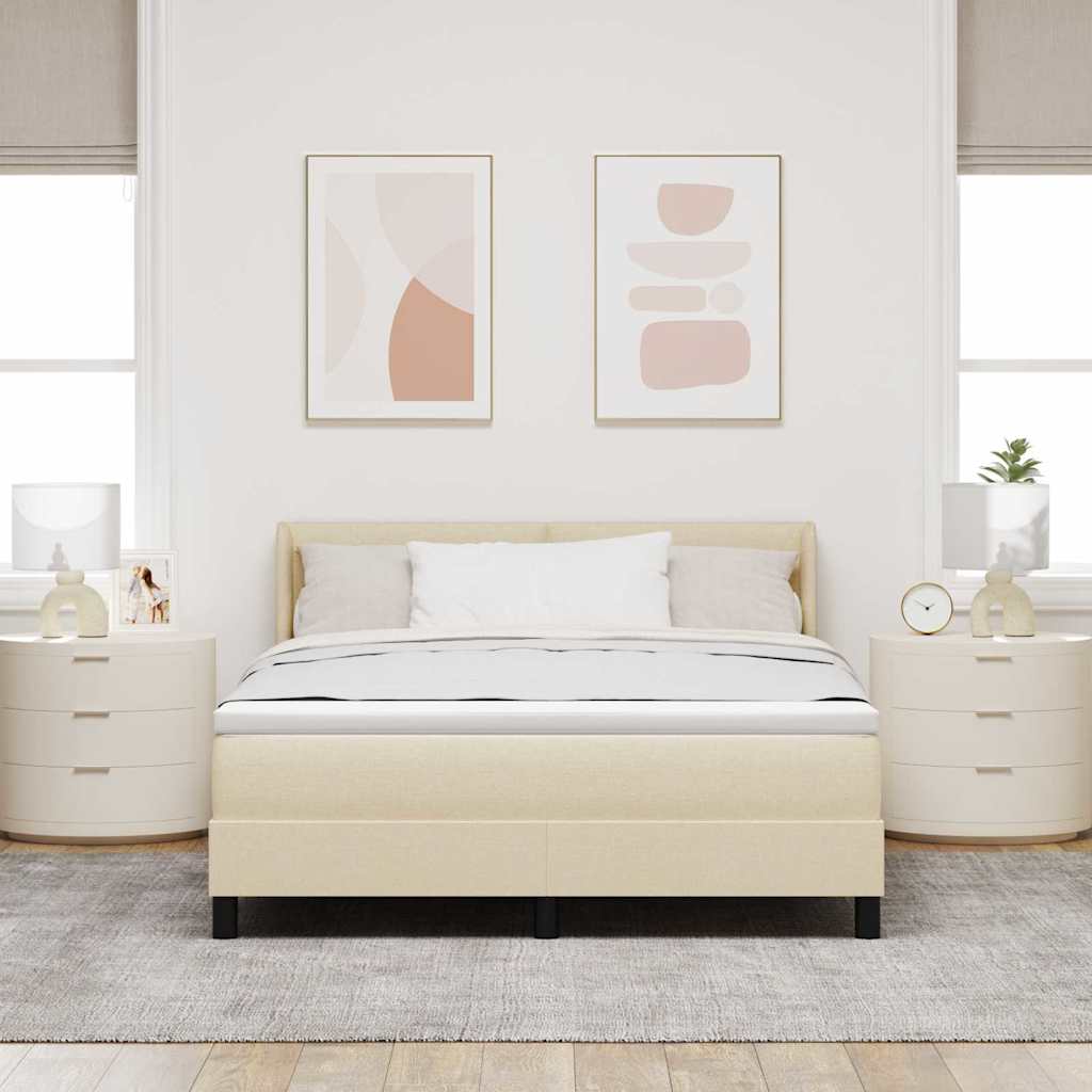 Box spring seng med hovedgærde Creme 200 x 140 cm Stof
