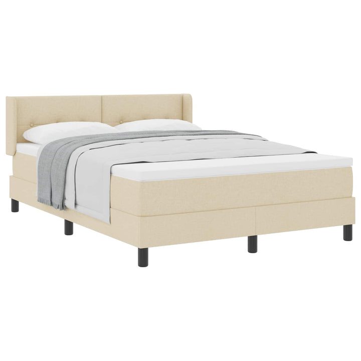 Box spring seng med hovedgærde Creme 200 x 140 cm Stof