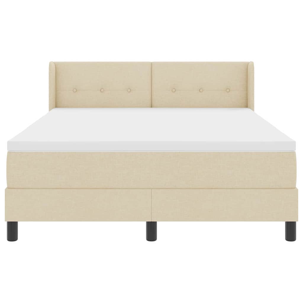 Box spring seng med hovedgærde Creme 200 x 140 cm Stof