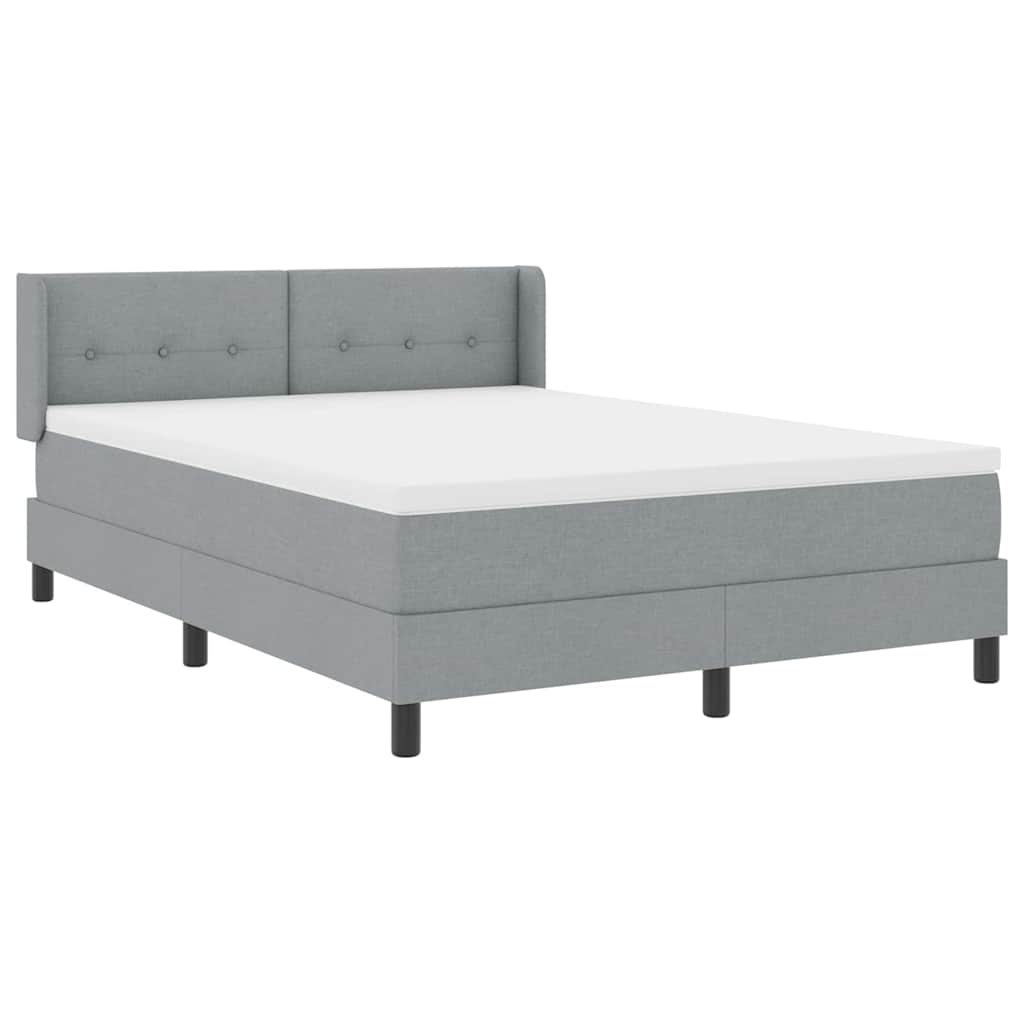 Box spring seng med hovedgærde Lysegrå 200 x 160 cm Stof