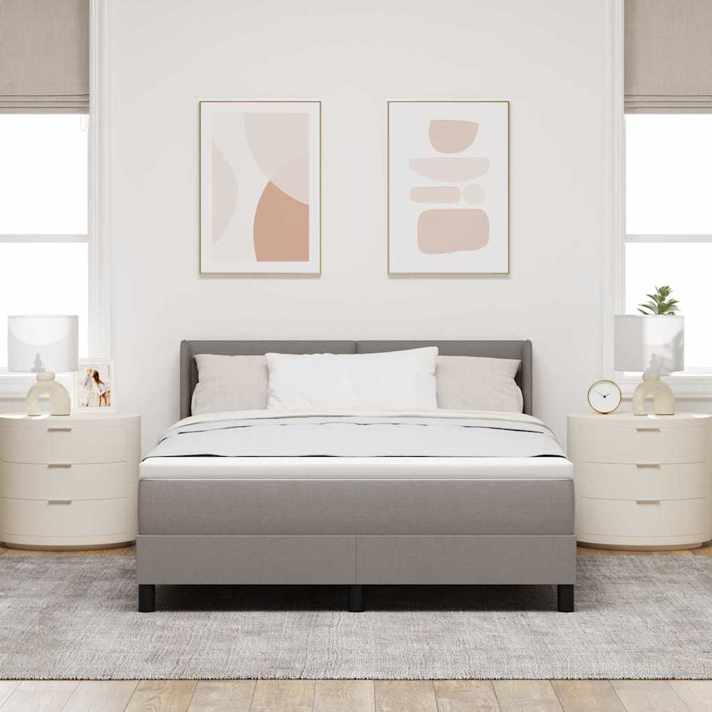Box spring seng med hovedgærde Gråbrun 200 x 160 cm Stof
