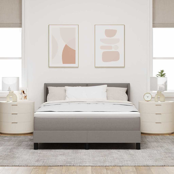 Box spring seng med hovedgærde Gråbrun 200 x 160 cm Stof