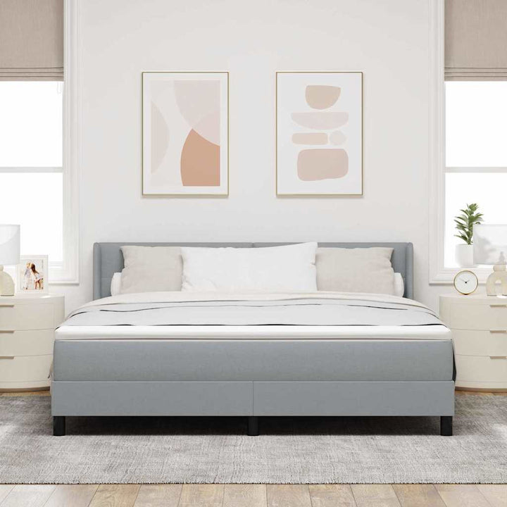 Box spring seng med hovedgærde Lysegrå 200 x 180 cm Stof