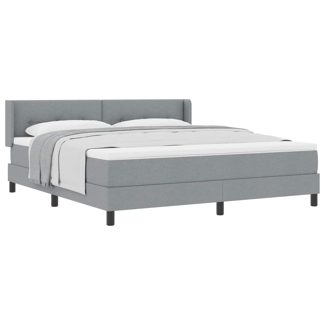 Box spring seng med hovedgærde Lysegrå 200 x 180 cm Stof
