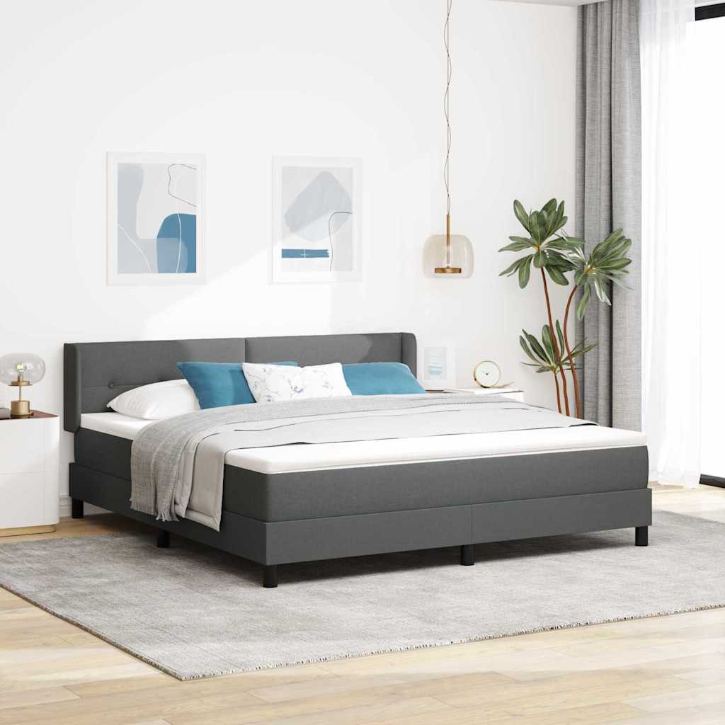 Box spring seng med hovedgærde Mørkegrå 200 x 180 cm Stof