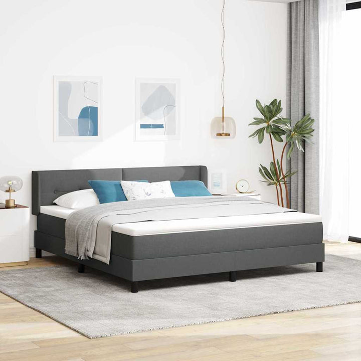 Box spring seng med hovedgærde Mørkegrå 200 x 180 cm Stof