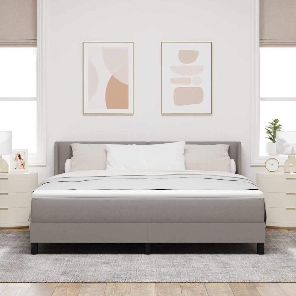Box spring seng med hovedgærde Gråbrun 200 x 180 cm Stof