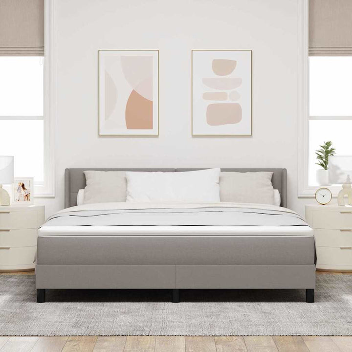 Box spring seng med hovedgærde Gråbrun 200 x 180 cm Stof