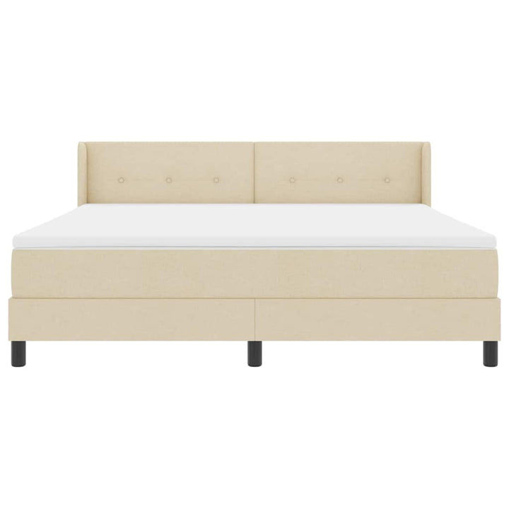 Box spring seng med hovedgærde Creme 200 x 180 cm Stof