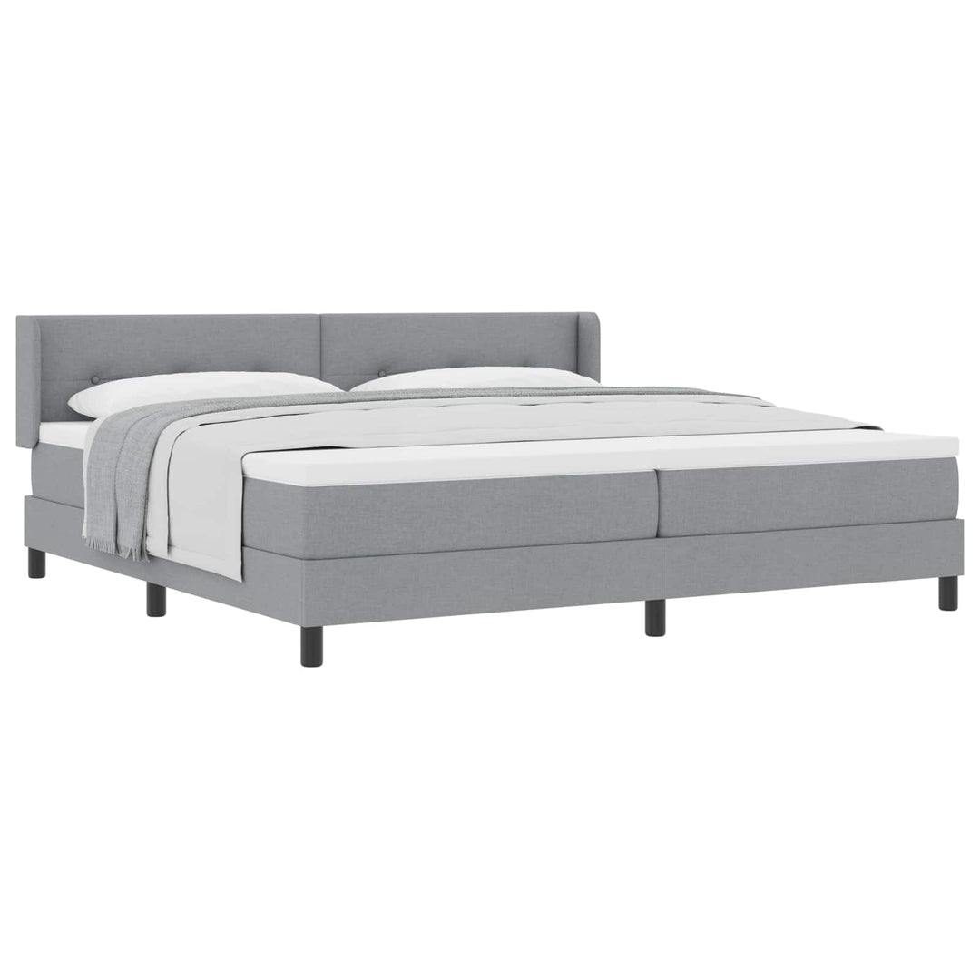 Box spring seng med hovedgærde Lysegrå 200 x 200 cm Stof