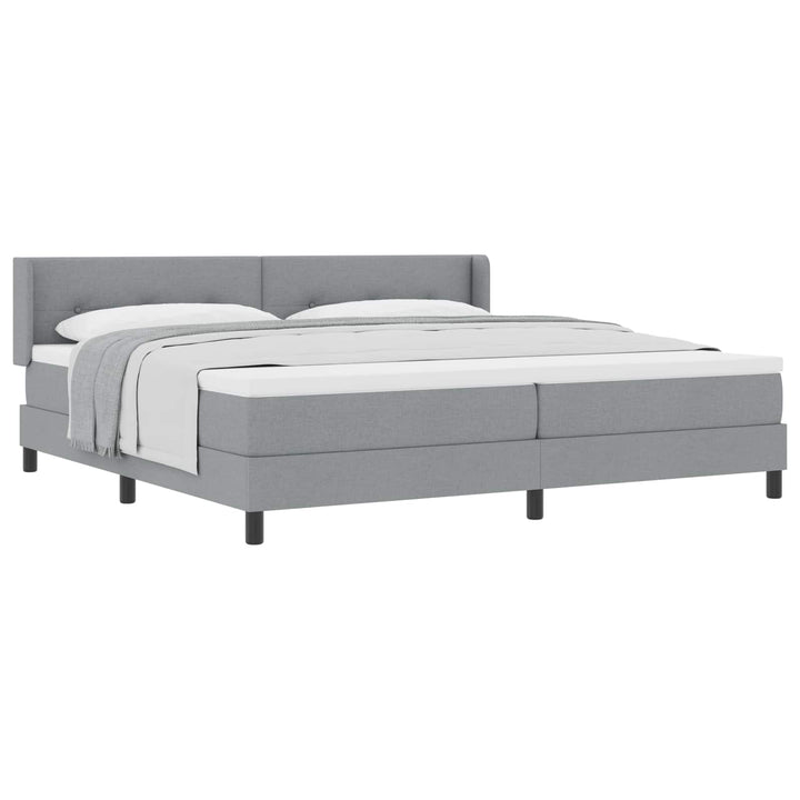 Box spring seng med hovedgærde Lysegrå 200 x 200 cm Stof