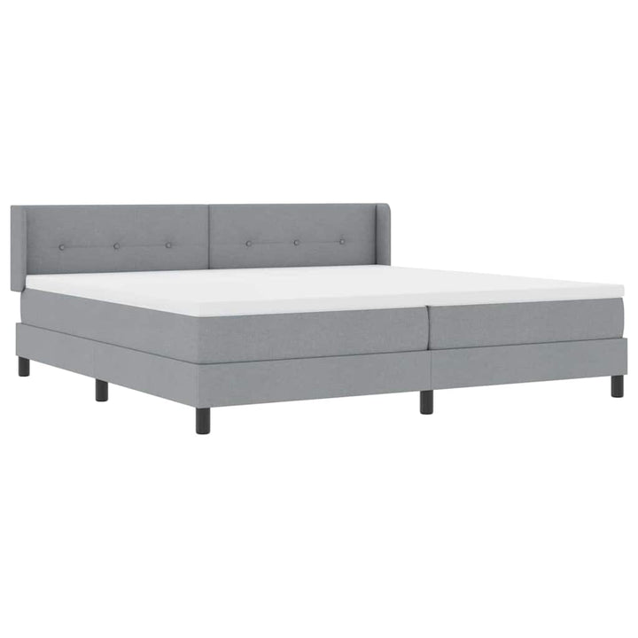 Box spring seng med hovedgærde Lysegrå 200 x 200 cm Stof