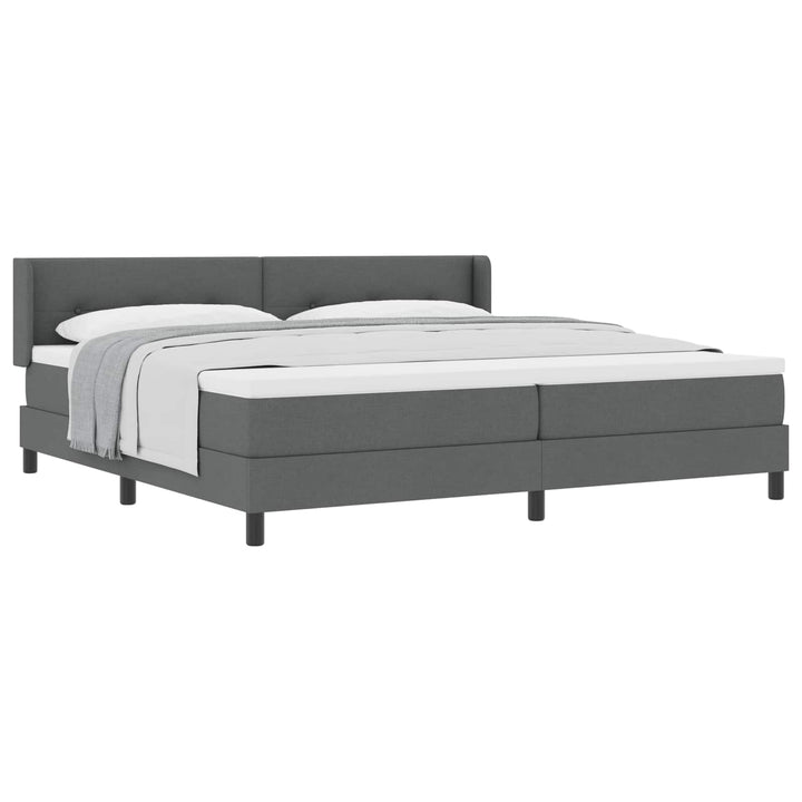 Box spring seng med hovedgærde Mørkegrå 200 x 200 cm Stof