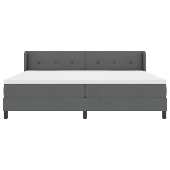 Box spring seng med hovedgærde Mørkegrå 200 x 200 cm Stof