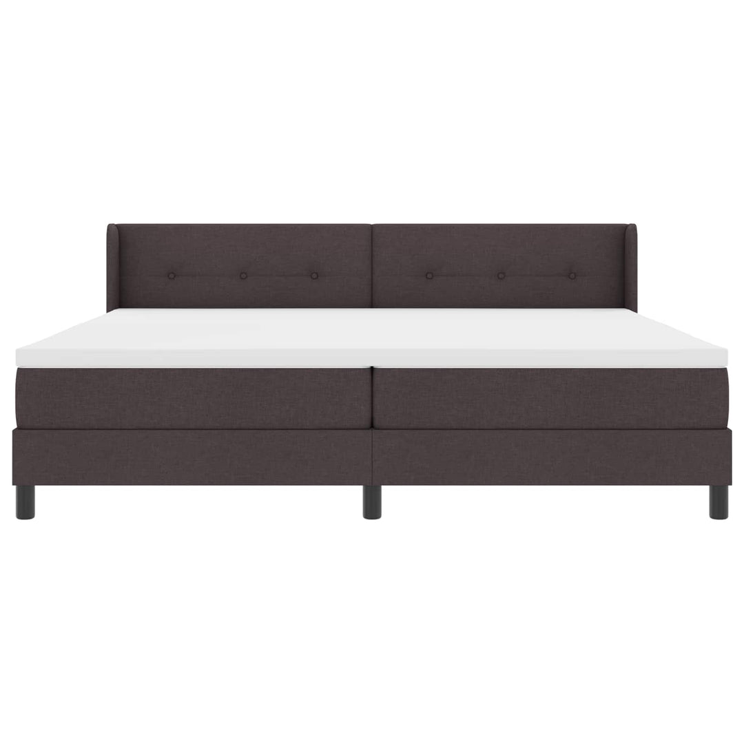 Box spring seng med hovedgærde Mørk Brun 200 x 200 cm Stof
