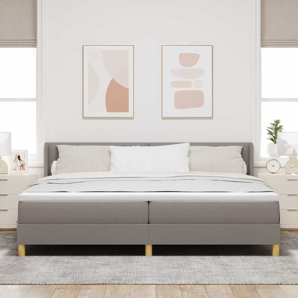 Box spring seng med hovedgærde Gråbrun 200 x 200 cm Stof