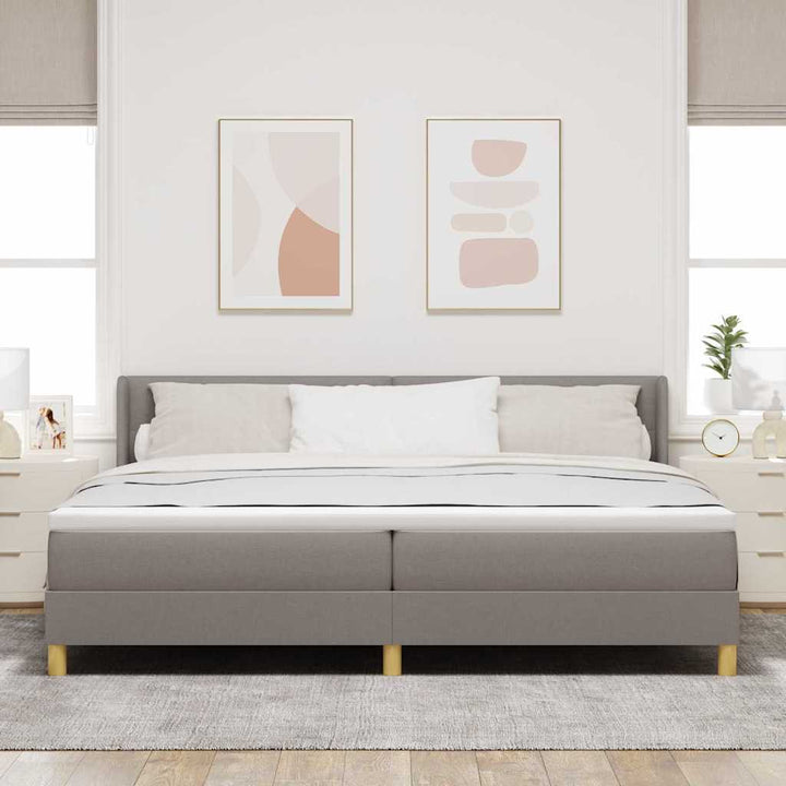 Box spring seng med hovedgærde Gråbrun 200 x 200 cm Stof