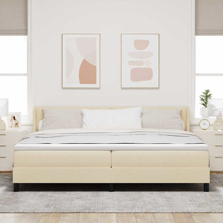 Box spring seng med hovedgærde Creme 200 x 200 cm Stof