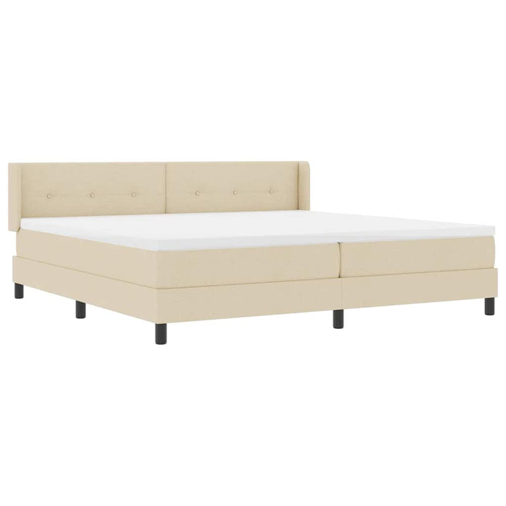 Box spring seng med hovedgærde Creme 200 x 200 cm Stof
