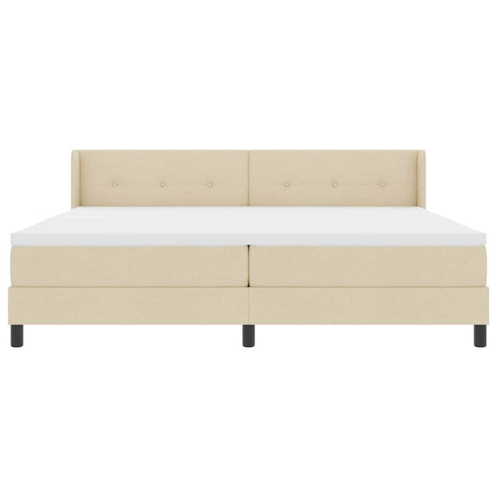 Box spring seng med hovedgærde Creme 200 x 200 cm Stof