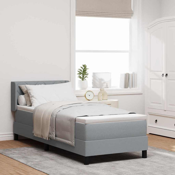 Box spring seng med hovedgærde Lysegrå 200 x 80 cm Stof