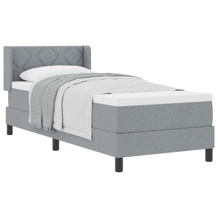 Box spring seng med hovedgærde Lysegrå 200 x 80 cm Stof