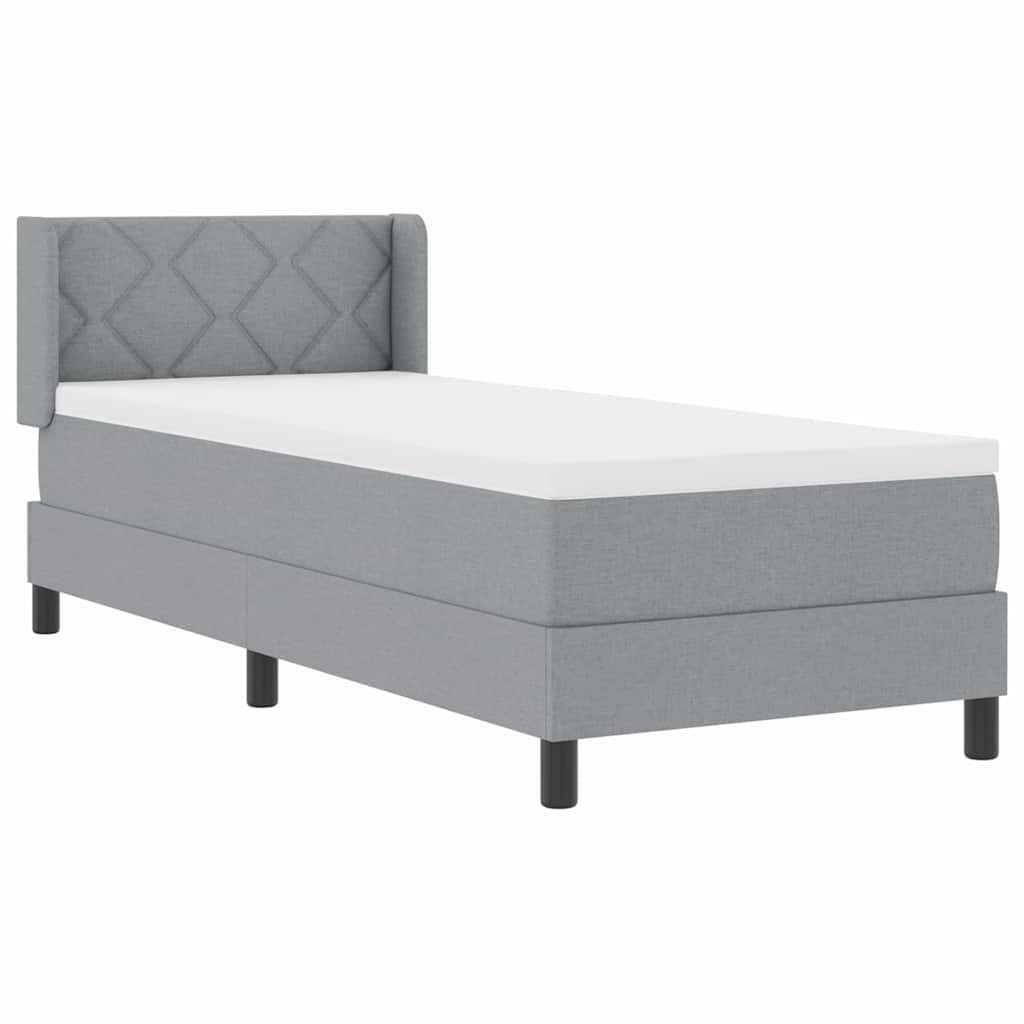 Box spring seng med hovedgærde Lysegrå 200 x 80 cm Stof