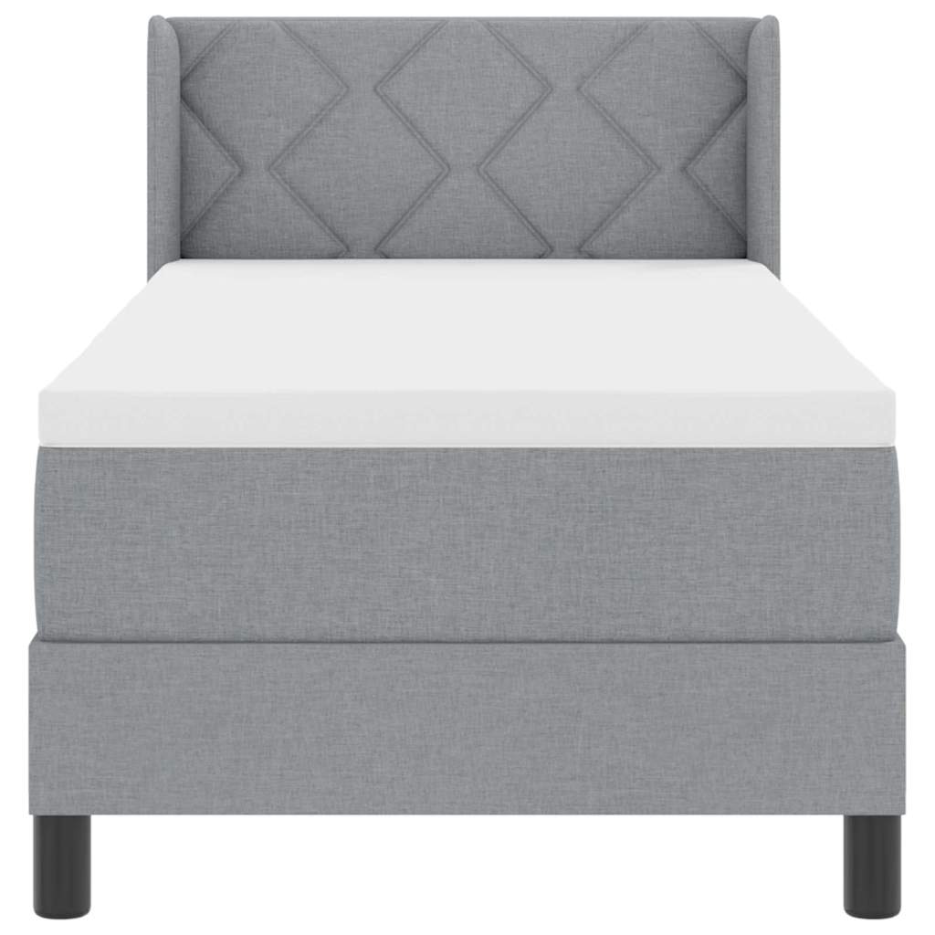 Box spring seng med hovedgærde Lysegrå 200 x 80 cm Stof