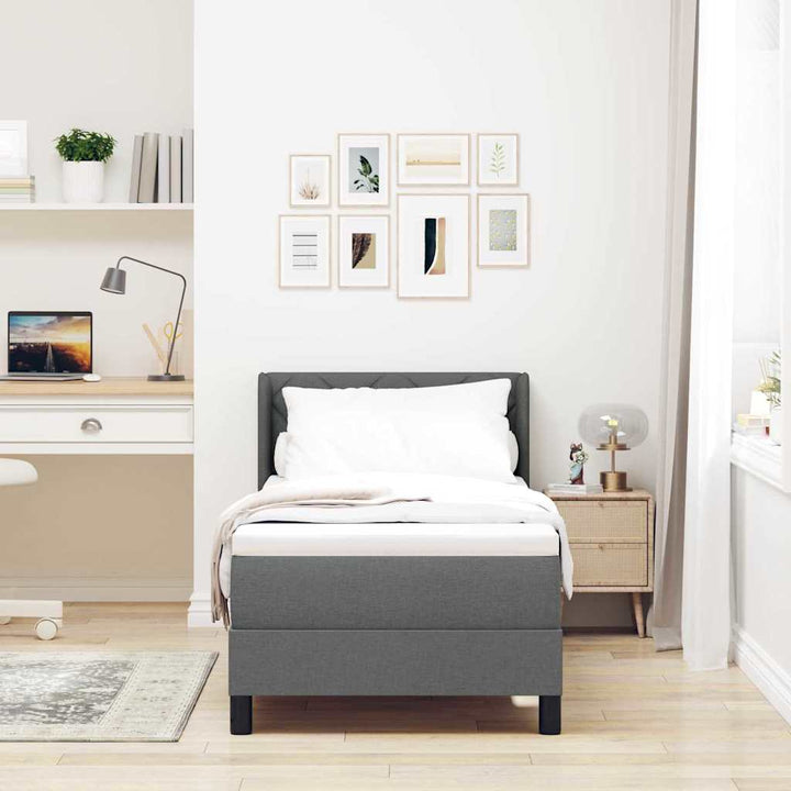Box spring seng med hovedgærde Mørkegrå 200 x 80 cm Stof
