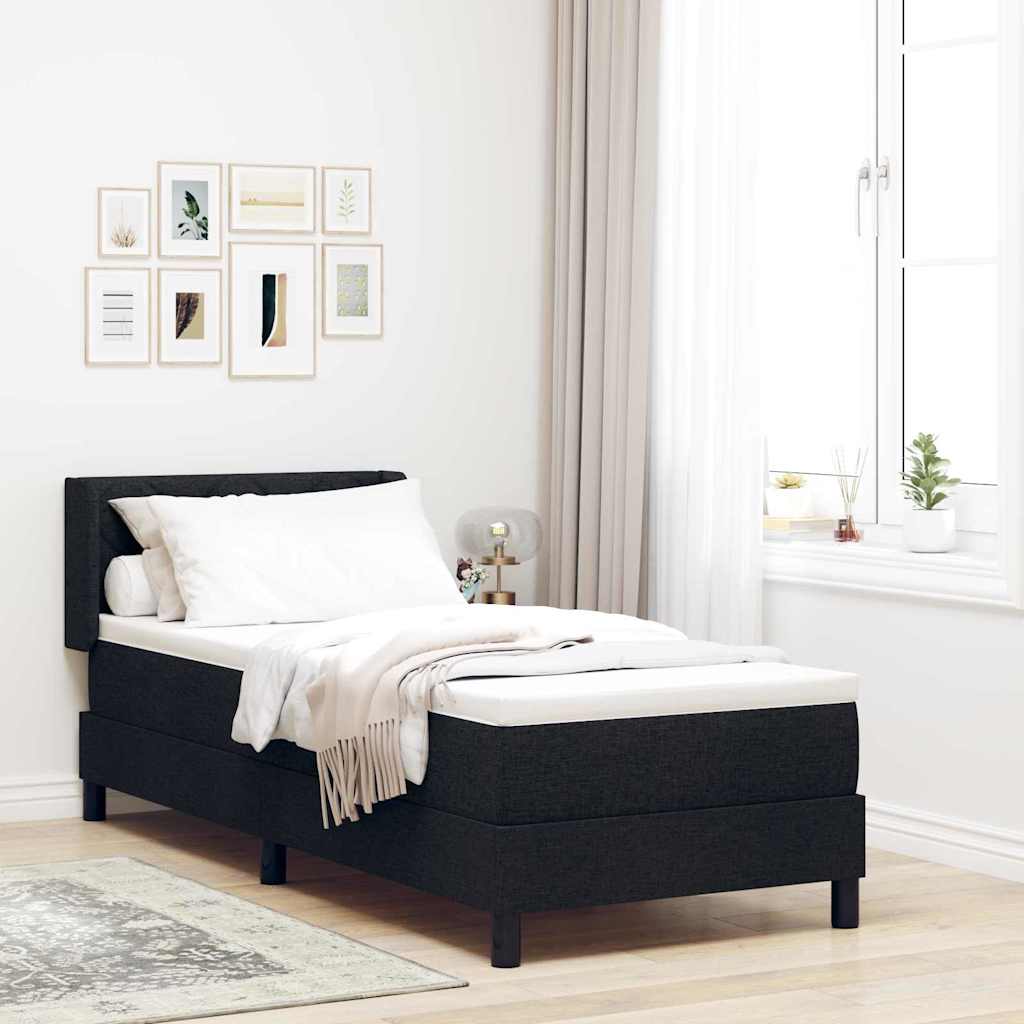 Box spring seng med hovedgærde Sort 200 x 80 cm Stof