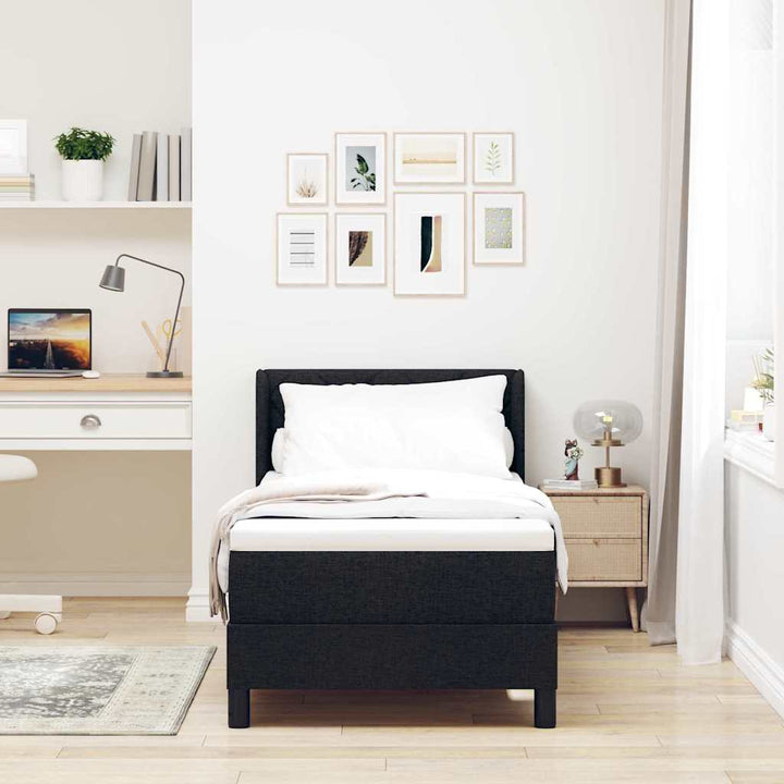 Box spring seng med hovedgærde Sort 200 x 80 cm Stof