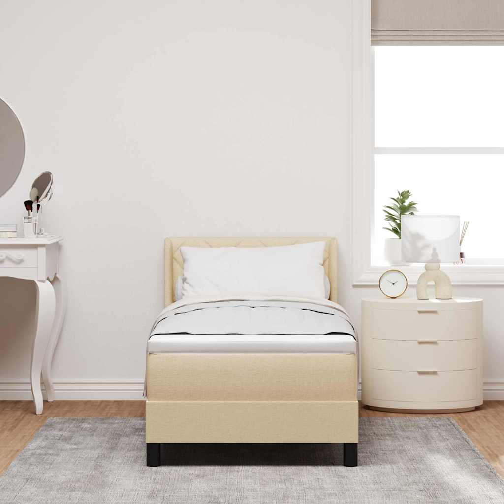 Box spring seng med hovedgærde Creme 200 x 80 cm Stof
