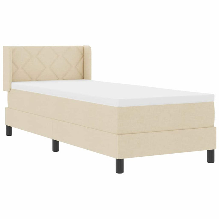 Box spring seng med hovedgærde Creme 200 x 80 cm Stof
