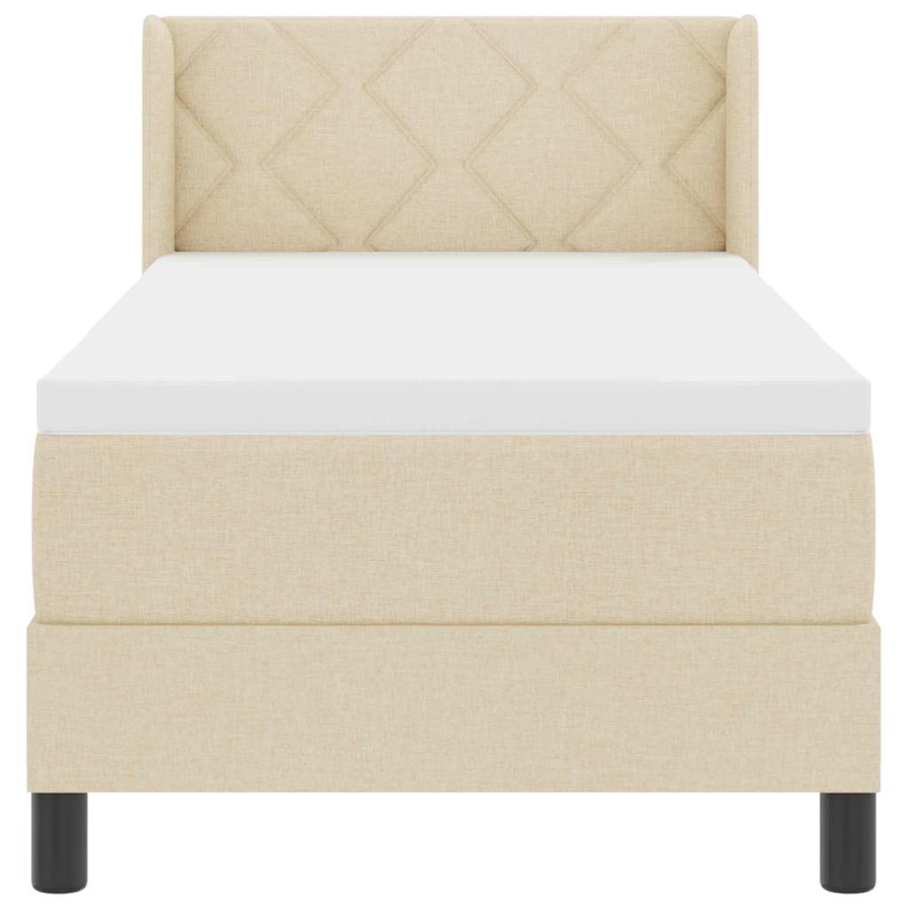 Box spring seng med hovedgærde Creme 200 x 80 cm Stof