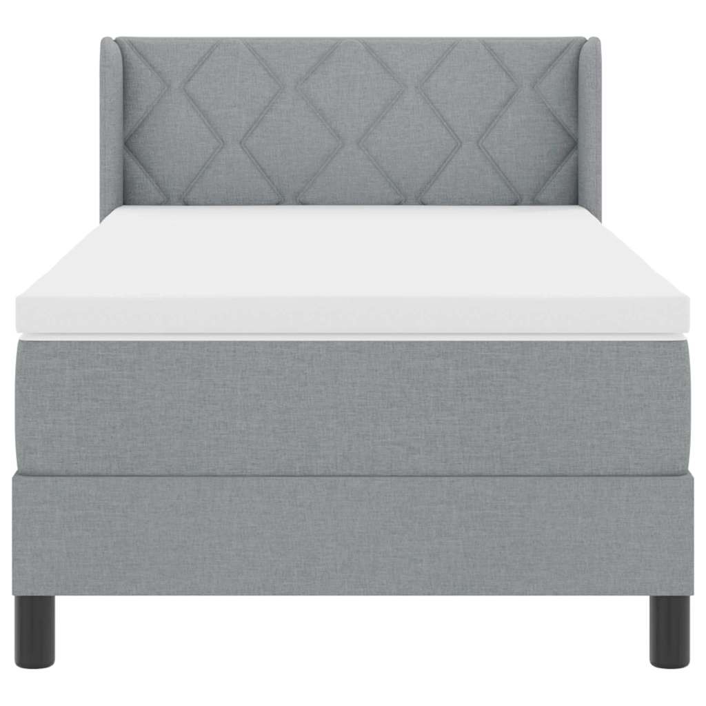 Box spring seng med hovedgærde Lysegrå 190 x 90 cm Stof