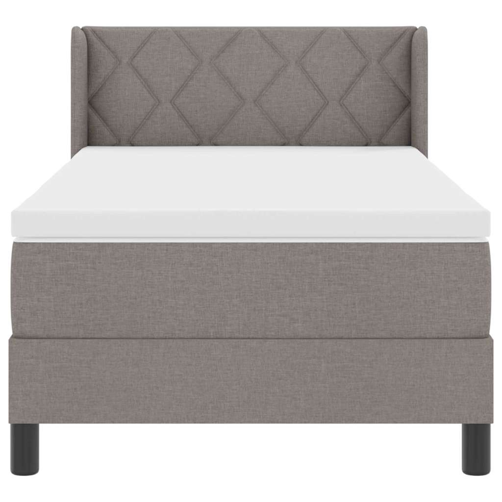 Box spring seng med hovedgærde Gråbrun 190 x 90 cm Stof
