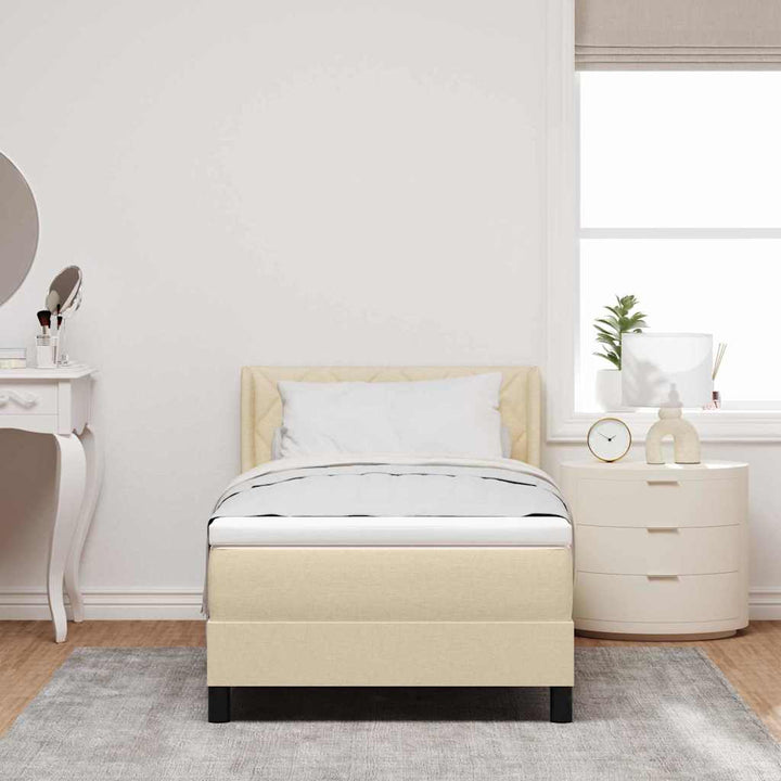 Box spring seng med pude med hovedgærde Creme 190 x 90 cm Stof