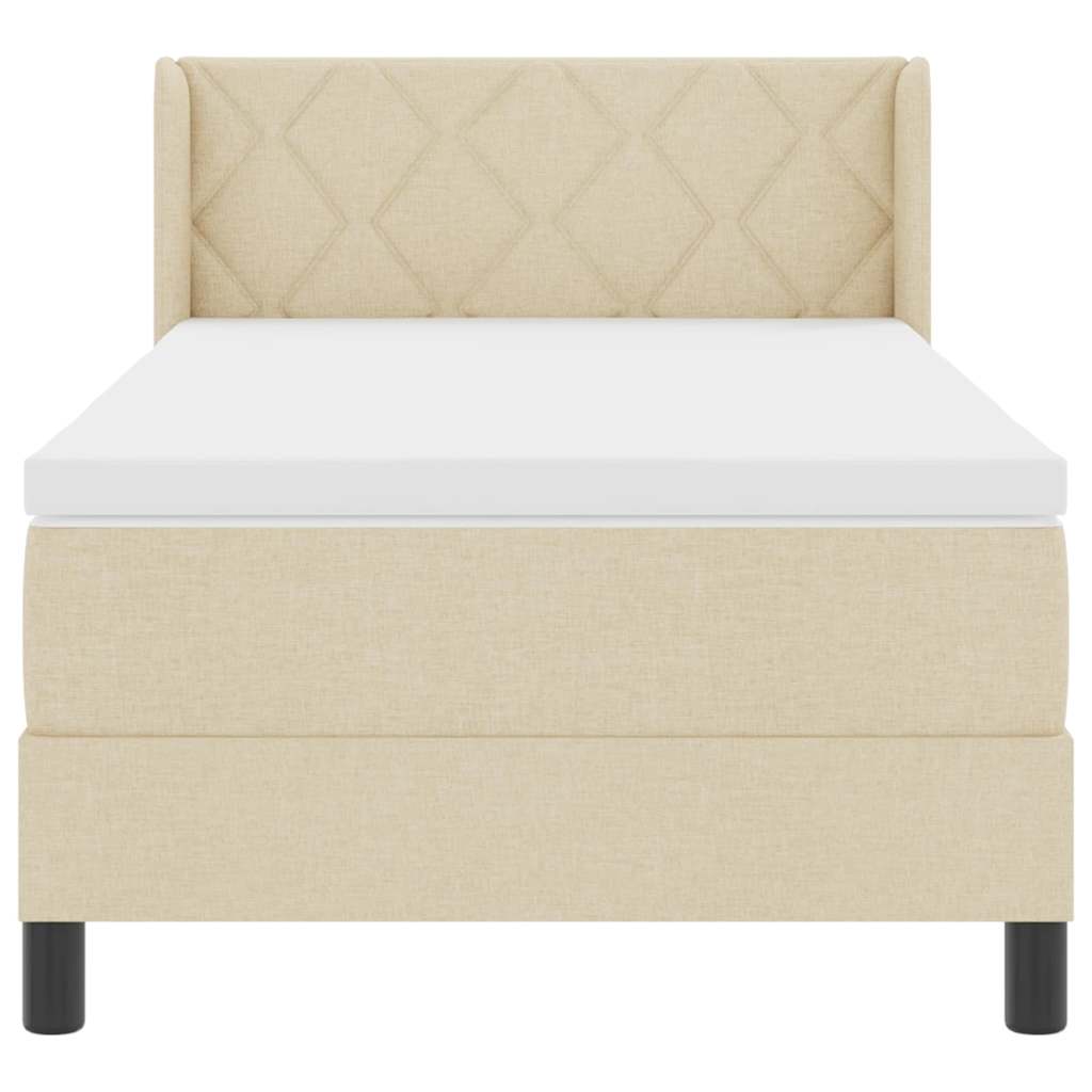 Box spring seng med pude med hovedgærde Creme 190 x 90 cm Stof