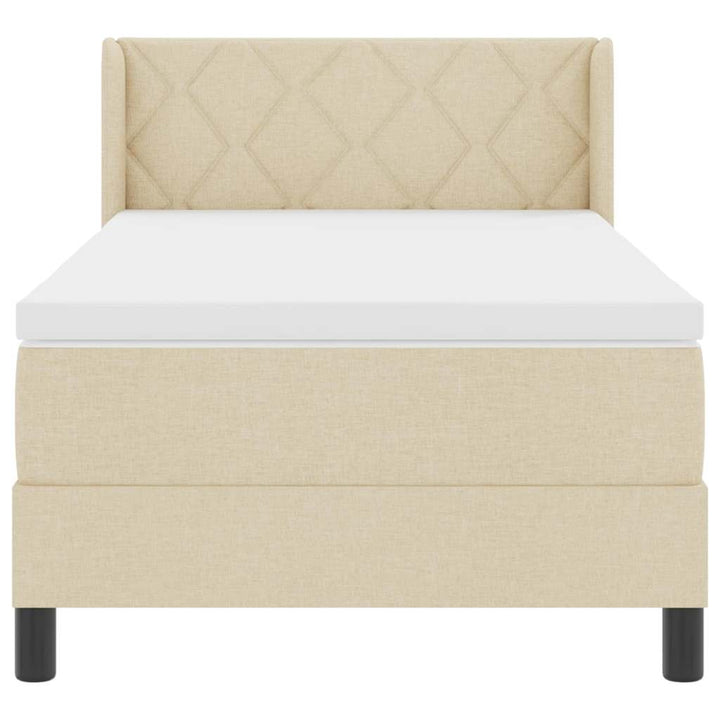 Box spring seng med pude med hovedgærde Creme 190 x 90 cm Stof
