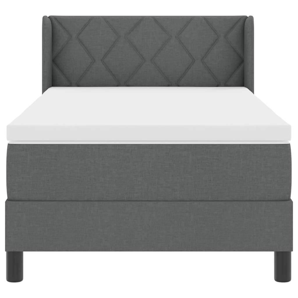 Box spring seng med hovedgærde Mørkegrå 200 x 90 cm Stof