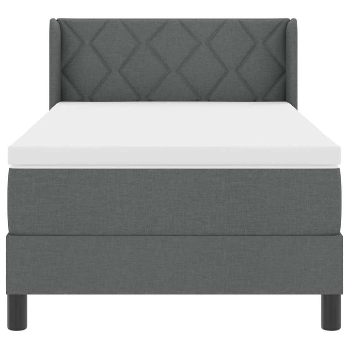 Box spring seng med hovedgærde Mørkegrå 200 x 90 cm Stof