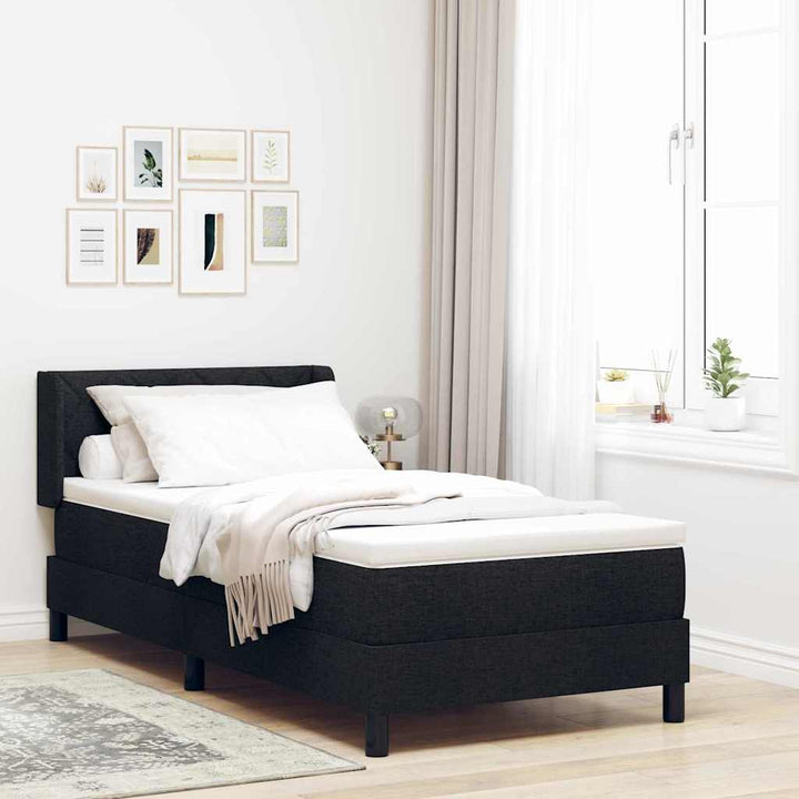 Box spring seng med hovedgærde Sort 200 x 90 cm Stof