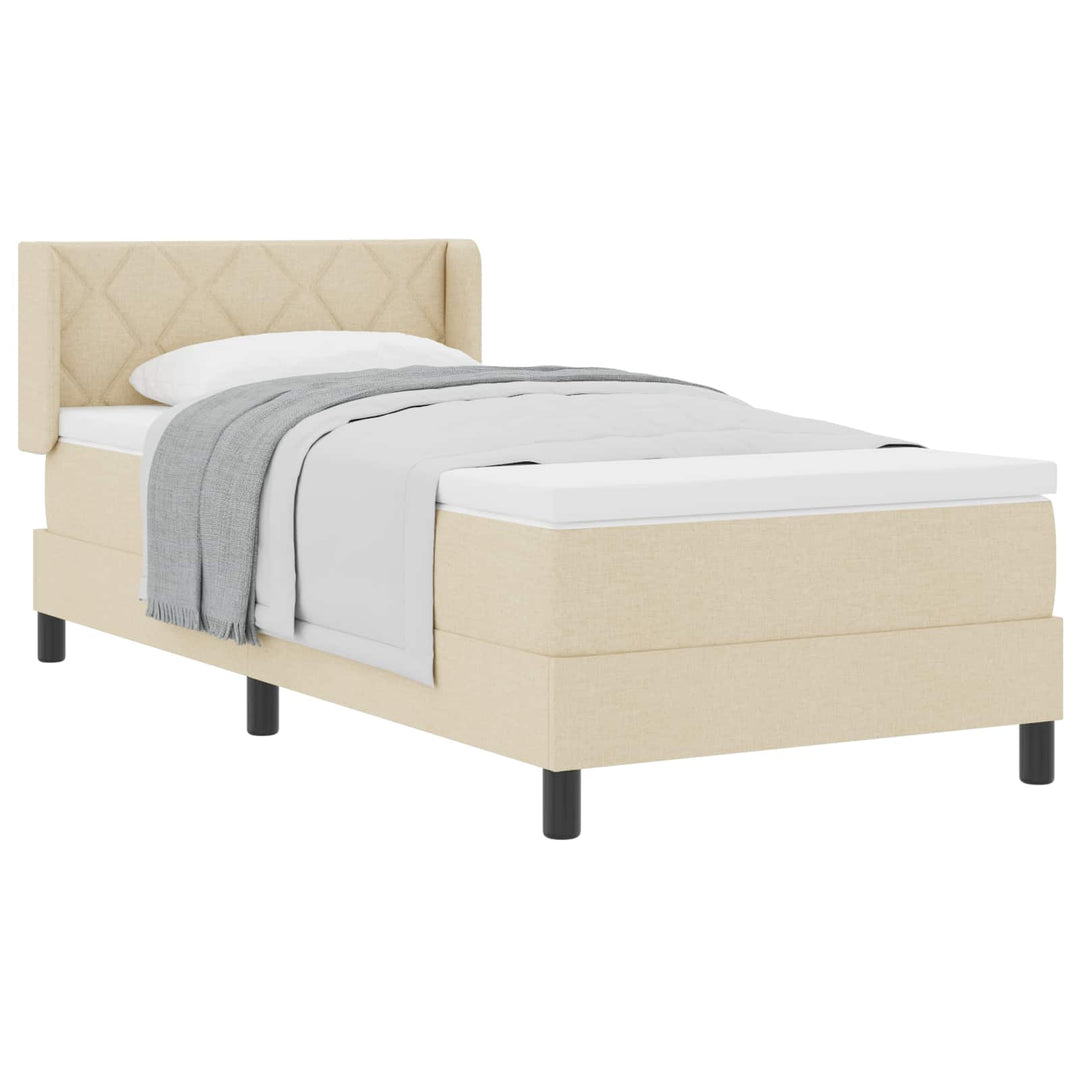 Box spring seng med hovedgærde Creme 200 x 100 cm Stof